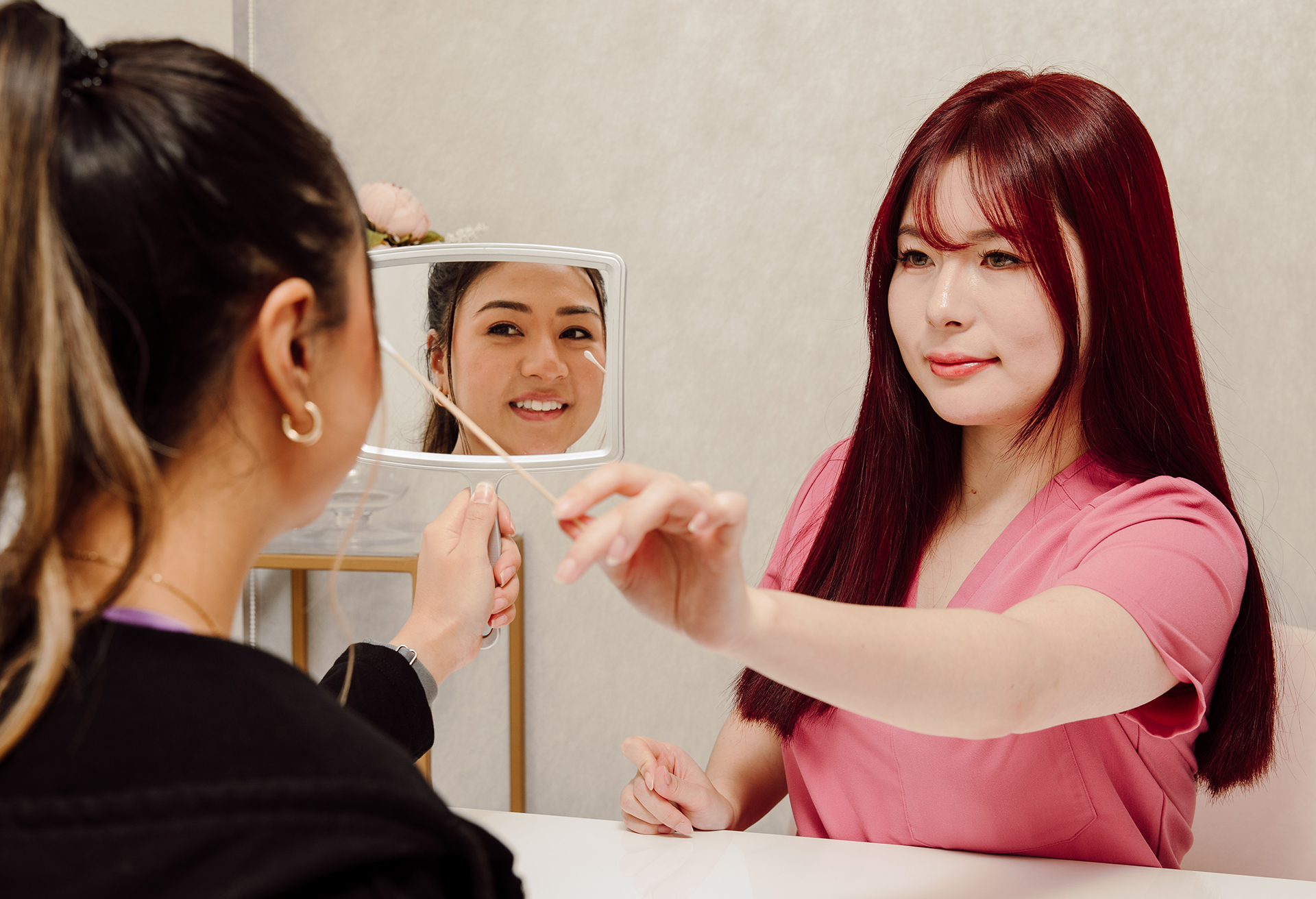 Woman looking in the mirror